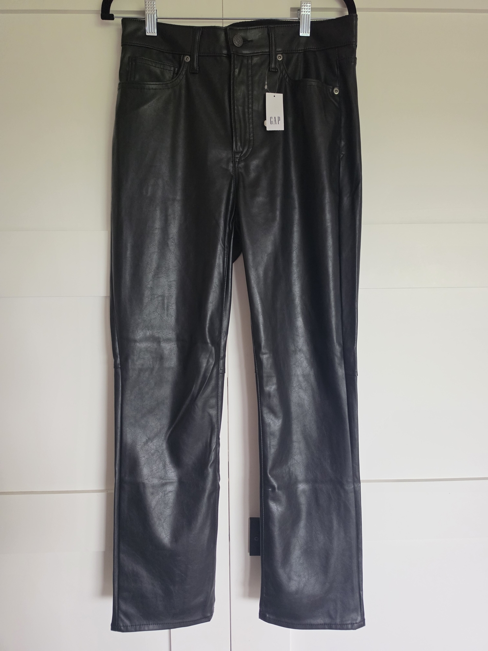 GAP NWT Black Slim Straight Faux Leather Pants